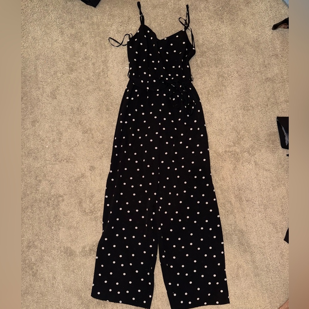 Monteau Black Jumpsuit with White Dots